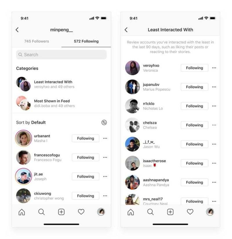 Instagram heeft een filter “minst interactie met” toegevoegd
