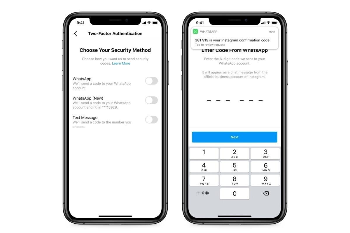 Je kunt WhatsApp gebruiken als tweede verificatiefactor voor Instagram